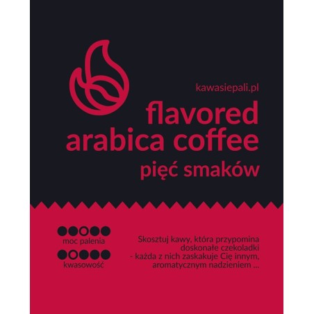 kawa aromatyzowana w butelce / pięć smaków 250g